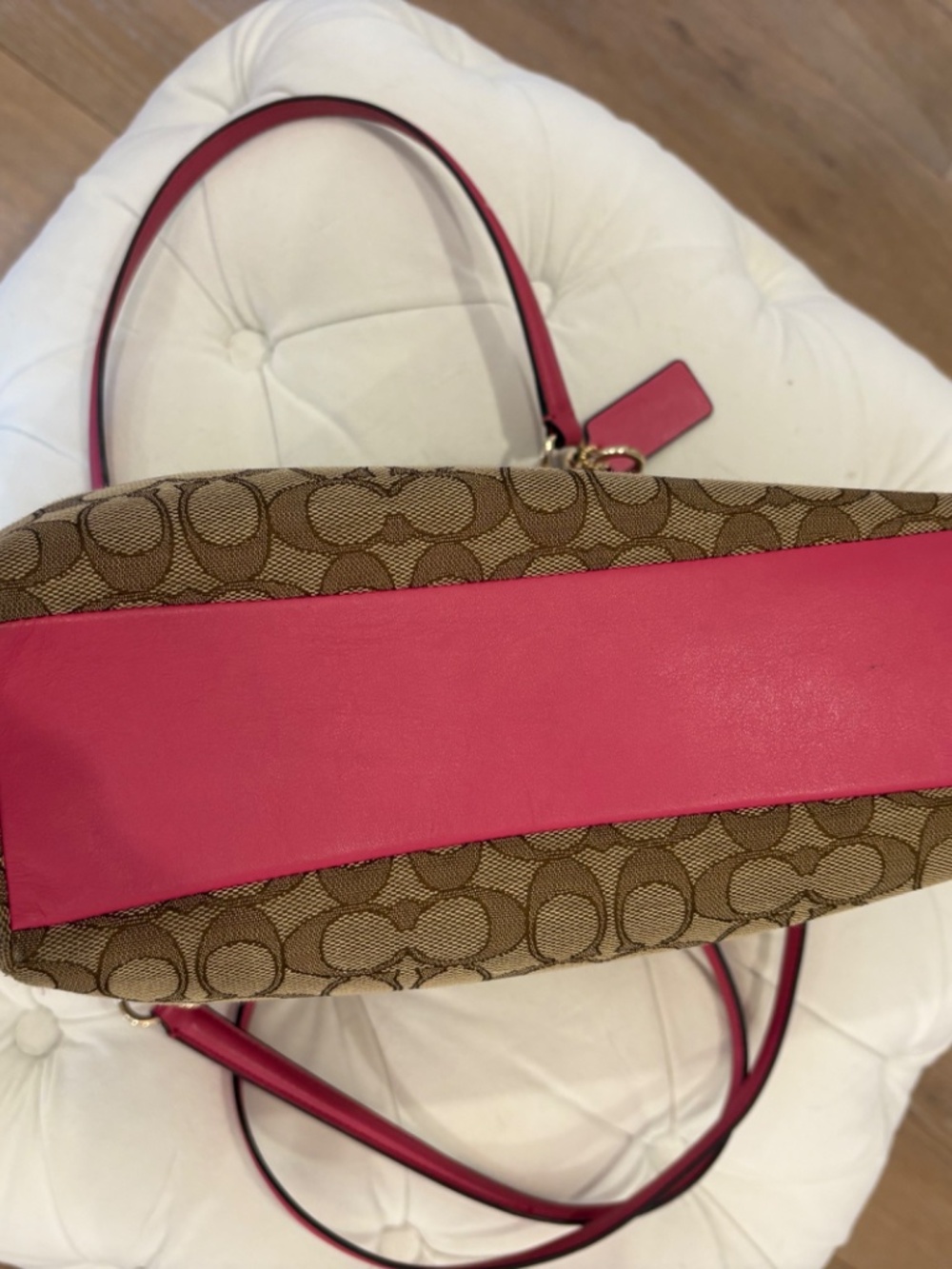 Coach F36722 Signature Canvas Tote Pink Trim Shoulder Bag - Picture 9 of 12